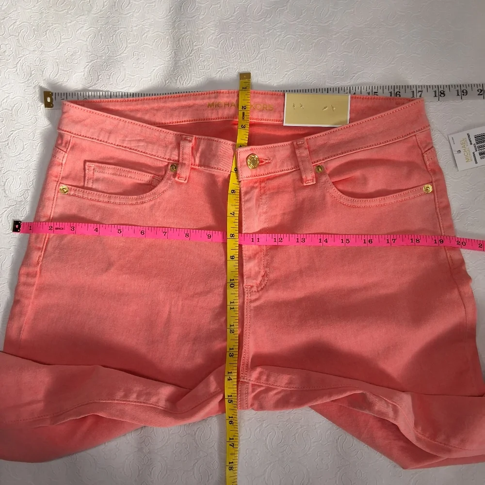 New Michael Michael Kors Izzy Skinny Ankle Cropped Jeans Pants Size 12 .